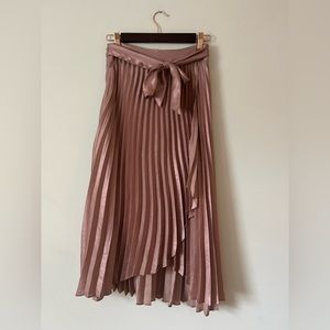 Anthropologie Mauve Pleated Pink Midi Skirt